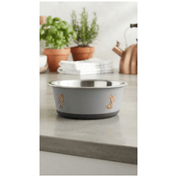 Plato Metálico Con Diseño De Perritos Para Alimentos De Perros y Gatos - Gris
