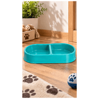 Plato Doble Para Alimento de Perros y Gatos - Turquesa
