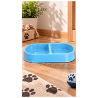 Plato Doble Para Alimento de Perros y Gatos - Celeste