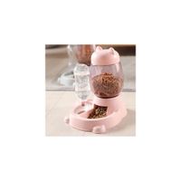 DISPENSADOR 2 EN 1 DE COMIDA Y AGUA - ROSADO - PARA MASCCOTAS