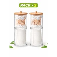 Pack X2 Organizadores Acrílicos con Tapa Bambú