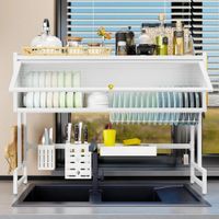 Escurridor  de Platos  con Tapa Antipolvo 85 cm o Mueble Organizador de Platos  para Cocina