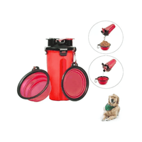 Botella Portátil 3 en 1 Agua y Alimento en un Solo Producto Para Mascotas - Rojo