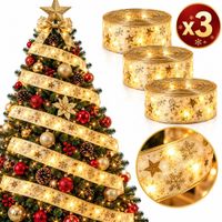 Pack X3 Cinta LED Navideña 5 Metros USB 5V Dorada para Árbol