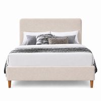 Cama Tapizada Lisa Curvo LeMueble 1.5 Plz Beige