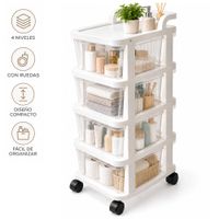 Carrito Organizador Multiuso 4 Niveles con Cajones y Ruedas 360 para Baño KH4