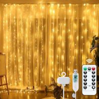 Cortina Luces De Hadas LED 3x3m Control Remoto USB