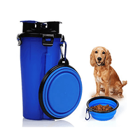 Botella Portátil 3 en 1 Agua y Alimento en un Solo Producto Para Mascotas - Azul