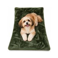 Cama Colchoneta Grande De Tela Carnero Para Mascotas Perros Y Gatos Verde Oscuro