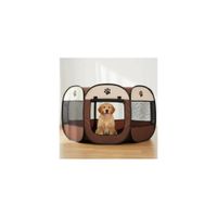 CORRAL PLEGABLE PARA MASCOTAS TALLA M 90x90x60 cm - MARRON CON BEIGE