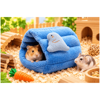 Camita Tipo Casita Para Hámster y Roedores Pequeños - Celeste