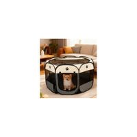 CORRAL PLEGABLE PARA MASCOTAS TALLA L 114x114x60 cm - GRIS CON BEIGE