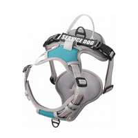 Pechera Arnés Service Dog Con Agarre Seguro Acolchado - Talla M - Celeste con gris