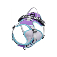 Pechera Arnés Service Dog Con Agarre Seguro Acolchado - Talla L - Morado con celeste