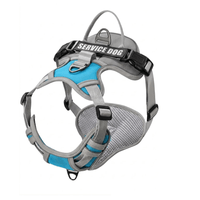 Pechera Arnés Service Dog Con Agarre Seguro Acolchado - Talla S - Celeste con gris