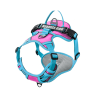 Pechera Arnés Service Dog Con Agarre Seguro Acolchado - Talla M - Fucsia con celeste