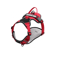 Pechera Arnés Service Dog Con Agarre Seguro Acolchado - Talla M - Negro con rojo