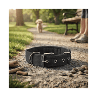 Collar de Nylon  Acolchado Para Perros - Negro