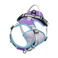 Pechera Arnés Service Dog Con Agarre Seguro Acolchado - Talla M - Morado con celeste