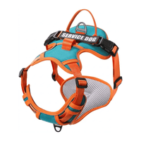 Pechera Arnés Service Dog Con Agarre Seguro Acolchado - Talla M - Celeste con anaranjado