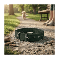 Collar de Nylon  Acolchado Para Perros - Verde oscuro y negro