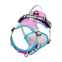 Pechera Arnés Service Dog Con Agarre Seguro Acolchado - Talla S - Fucsia con celeste