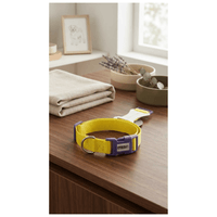 Collar de Nylon Ajustable Con Hebilla de Plástico Para Perros - Amarillo con morado