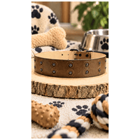 Collar Grande Tipo Cuerina Con Bolitas Decorativas Para Perros - Marrón