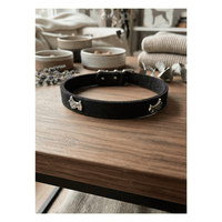 Collar Tipo Cuerina Con Diseño De Perritos Para Perros - Negro
