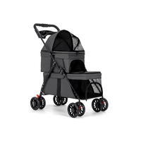 Coche Doble Para Mascotas Plegable y Con Portavasos - Negro
