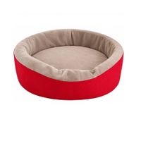 Cama circular de terciopelo con bordes elevados para mascotas perros y gatos rojo talla 3