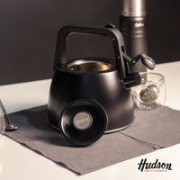 Tetera Silbadora 2.5 Lts Acero Inoxidable Negra HUDSON