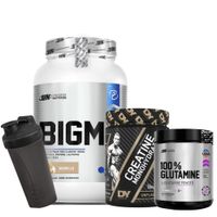 BIGM 2 KG VAINILLA Y CREATINA DORIAN 300 GR Y GLUTAMINA UN 200 GR Y 1 SHAKER