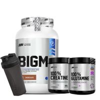 BIGM 2 KG CHOCOLATE Y CREATINA UN 150 GR Y GLUTAMINA UN 200 GR Y 1 SHAKER