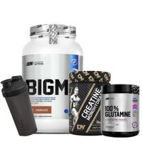 BIGM 2 KG CHOCOLATE Y CREATINA DORIAN 300 GR Y GLUTAMINA UN 200 GR Y 1 SHAKER