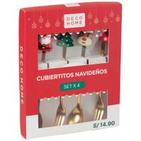 Set Cubiertitos DECO HOME Feliz Navidad 4un