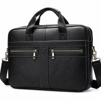 Maletín De Cuero Vacuno 5011 Negro Amplia Capacidad