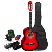 Guitarra Acustica Nylon color Rojo Con Funda Afinador Digital y Accesorios