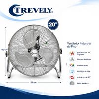 Ventilador Trevely de Piso 20 Pulgadas 135W 3 Velocidades VT-208