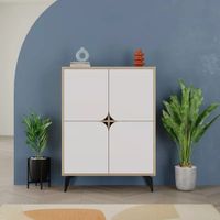 Aparador Alto Moderno Ryan 4 Puertas Duna y Blanco RyR MUEBLES