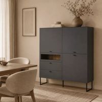 Aparador Moderno Martin 3 Puertas 2 Cajones 1 Nicho Plomo RyR MUEBLES
