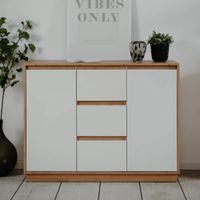 Aparador Moderno Pinto 2 Puertas 3 Cajones Duna y Blanco RyR MUEBLES