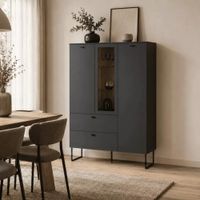 Aparador Alto Moderno Martin 2 Puertas 2 Cajones 1 Nicho Plomo RyR MUEBLES