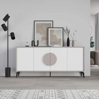 Aparador Moderno Sheril 4 Puertas Taupe y Blanco RyR MUEBLES