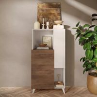 Aparador Corto Moderno García 2 Puertas Blanco y Marrón RyR MUEBLES