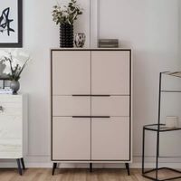 Aparador Alto Moderno Acosta 4 Puertas 2 Cajones Taupe RyR MUEBLES