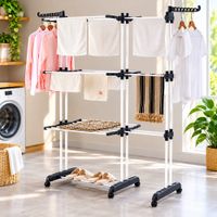 Tendedero Colgador de Ropa 4 Niveles Extensible con Ruedas