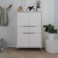 Aparador Alto Moderno Acosta 4 Puertas 2 Cajones Blanco RyR MUEBLES