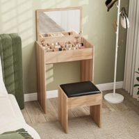 Tocador Compacto Moderno más Banqueta Rilff Roble RyR MUEBLES