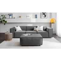 SECCIONAL MIA 3 CUERPOS + 1 BANQUETA  GRIS oscuro + 2 cojines de regalo